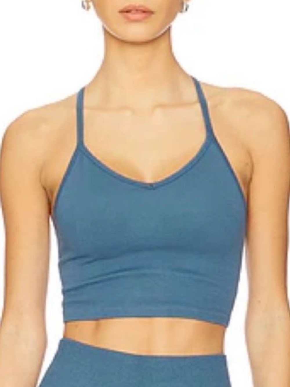 Spiritual Gangster Bryn Ribbed Crop YogaTank XS/S • blue, racerback